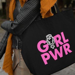 Girl Power Large Zippered Tote Bag